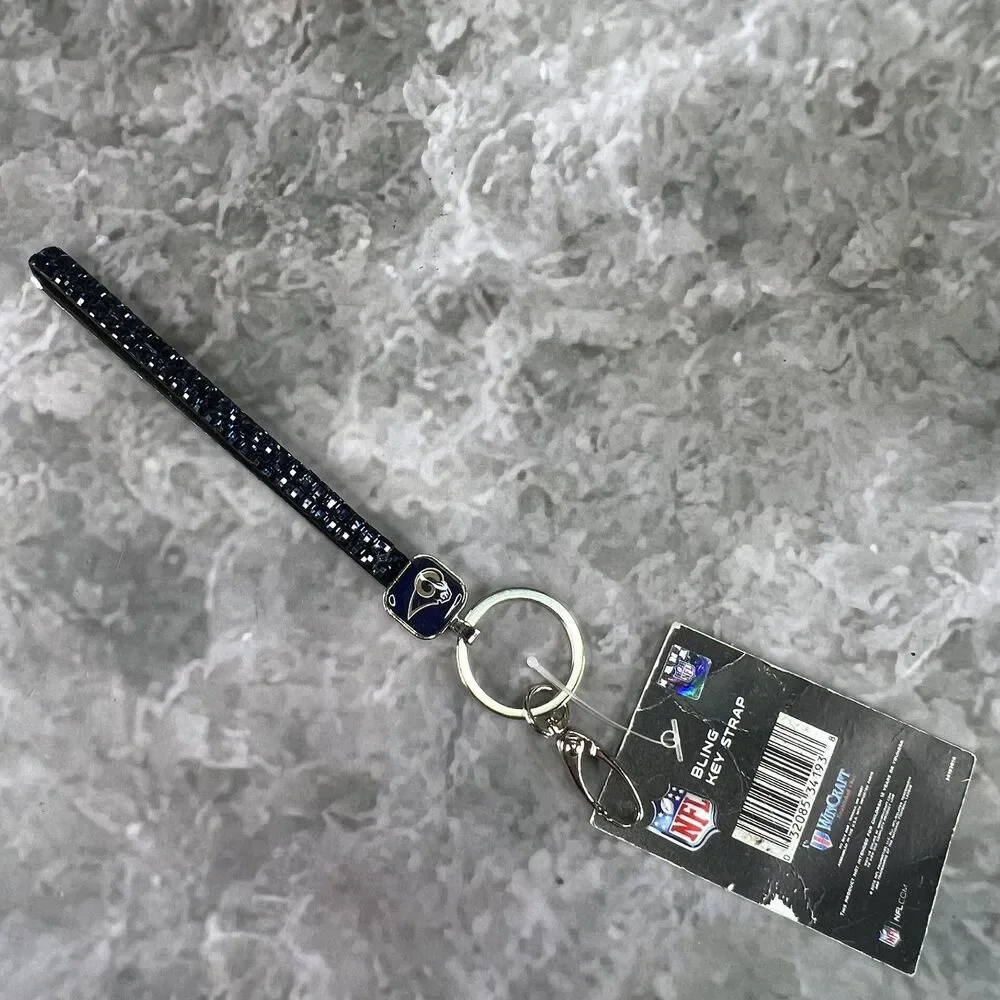 LA Rams NFL Rams Bling Key Strap Rhinestone Keychain Keyring New NWT